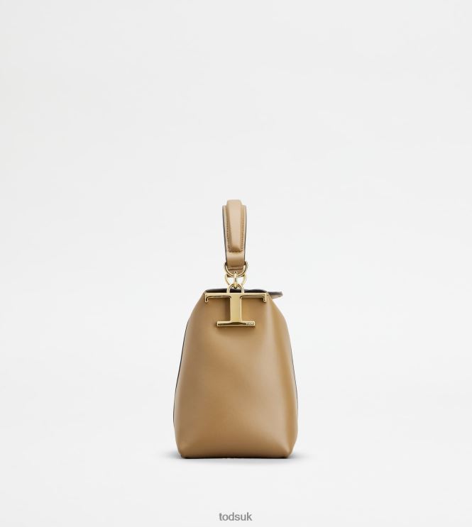 Tod's Women Tote Messenger Bag T Case in Leather Micro 602L84368 Beige