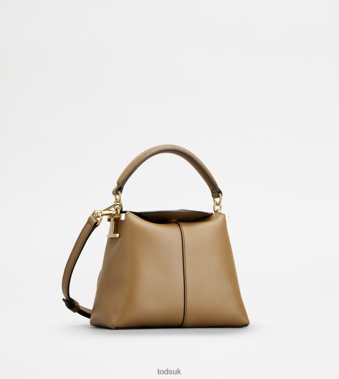 Tod's Women Tote Messenger Bag T Case in Leather Micro 602L84368 Beige