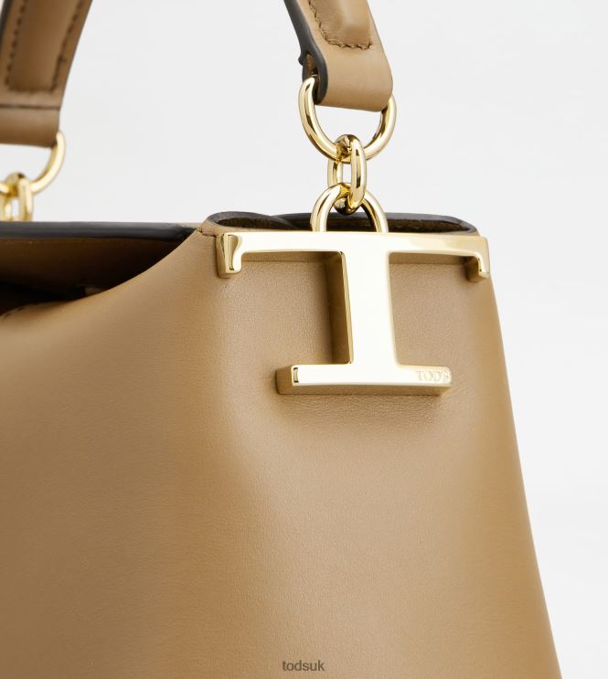 Tod's Women Tote Messenger Bag T Case in Leather Micro 602L84368 Beige