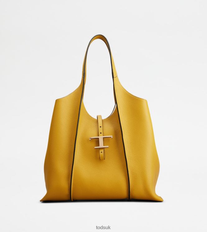 Tod's Women T Timeless Shopping Bag in Leather Medium 602L84281 Yellow