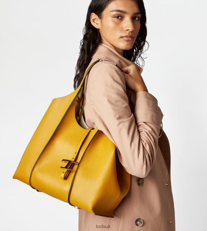 Tod's Women T Timeless Shopping Bag in Leather Medium 602L84281 Yellow