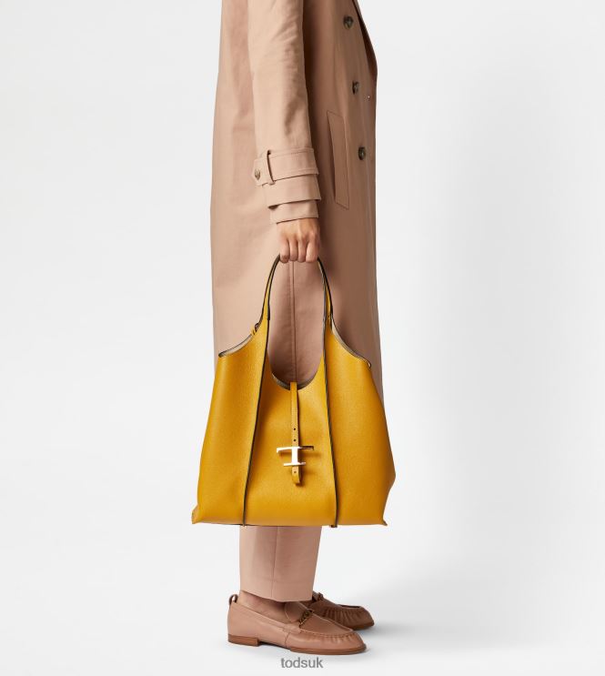 Tod's Women T Timeless Shopping Bag in Leather Medium 602L84281 Yellow