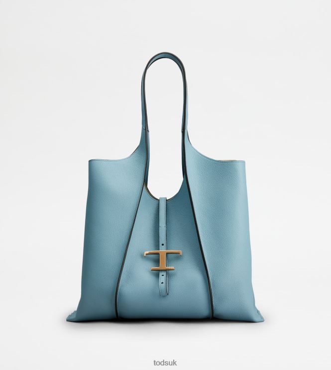 Tod's Women T Timeless Shopping Bag in Leather Medium 602L84282 Light Blue