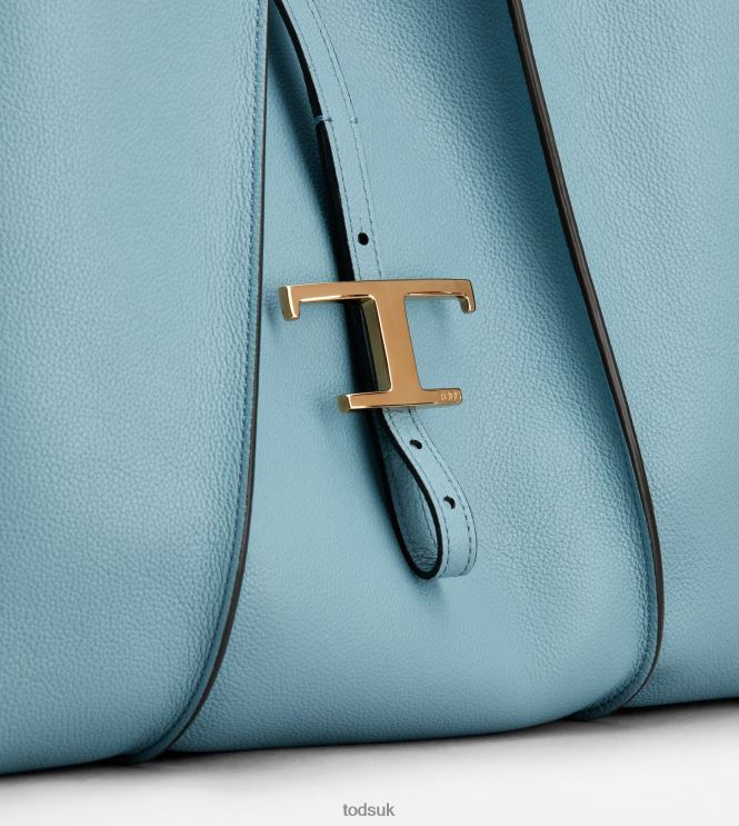 Tod's Women T Timeless Shopping Bag in Leather Medium 602L84282 Light Blue