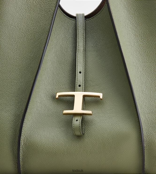Tod's Women T Timeless Shopping Bag in Leather Medium 602L84283 Green