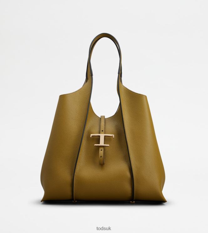 Tod's Women T Timeless Shopping Bag in Leather Medium 602L84284 Green