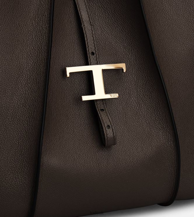 Tod's Women T Timeless Shopping Bag in Leather Medium 602L84285 Brown