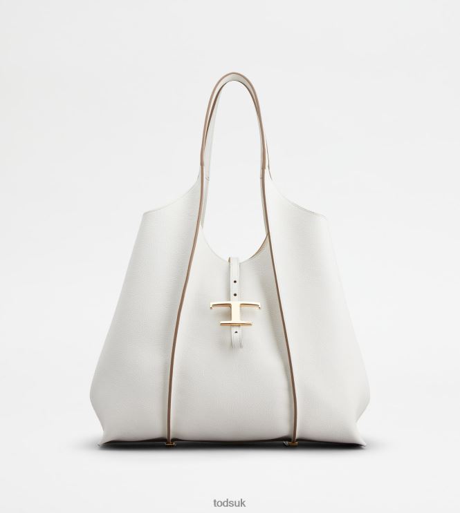 Tod's Women T Timeless Shopping Bag in Leather Medium 602L84286 White