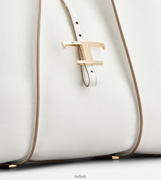 Tod's Women T Timeless Shopping Bag in Leather Medium 602L84286 White