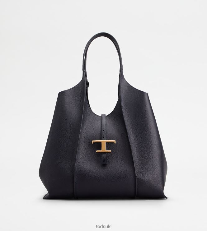 Tod's Women T Timeless Shopping Bag in Leather Medium 602L84302 Blue