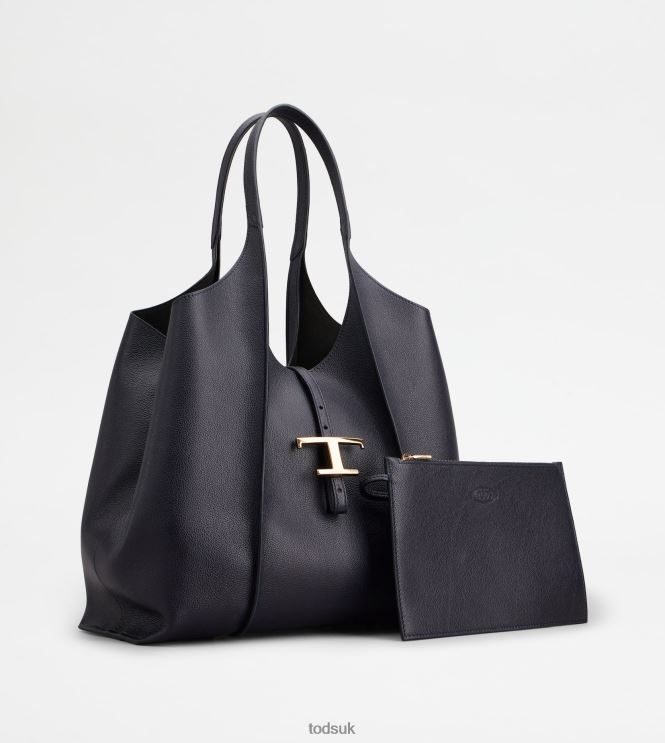 Tod's Women T Timeless Shopping Bag in Leather Medium 602L84302 Blue