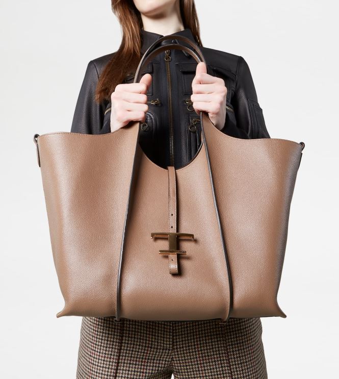 Tod's Women T Timeless Shopping Bag in Leather Medium 602L84329 Brown