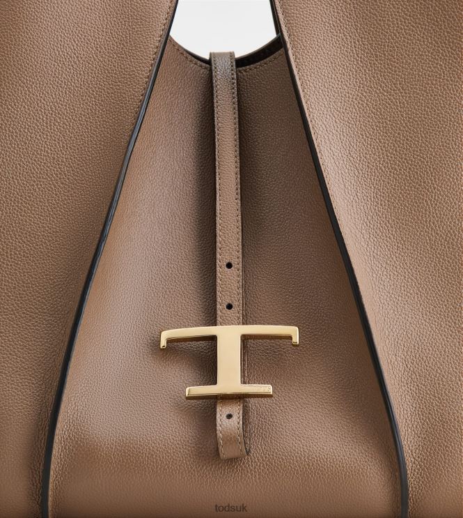 Tod's Women T Timeless Shopping Bag in Leather Medium 602L84329 Brown