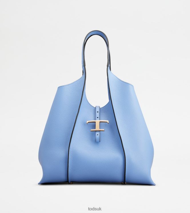Tod's Women T Timeless Shopping Bag in Leather Medium 602L84330 Light Blue
