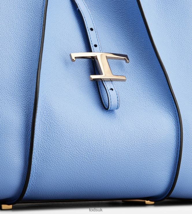 Tod's Women T Timeless Shopping Bag in Leather Medium 602L84330 Light Blue