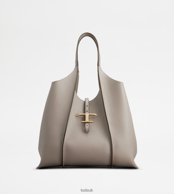 Tod's Women T Timeless Shopping Bag in Leather Medium 602L84331 Grey