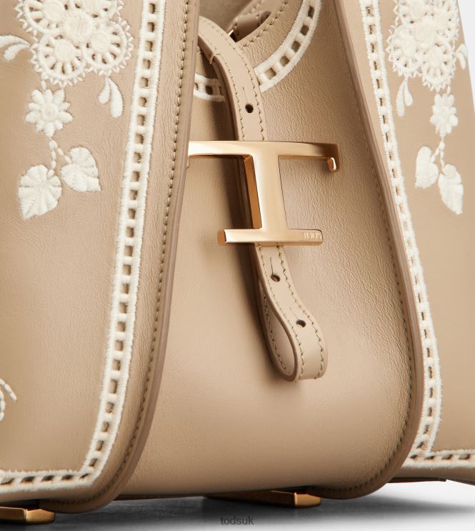 Tod's Women T Timeless Shopping Bag in Leather Mini 602L84334 Beige