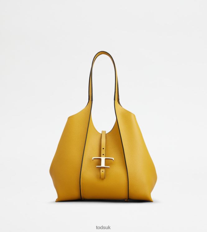 Tod's Women T Timeless Shopping Bag in Leather Small 602L84279 Yellow