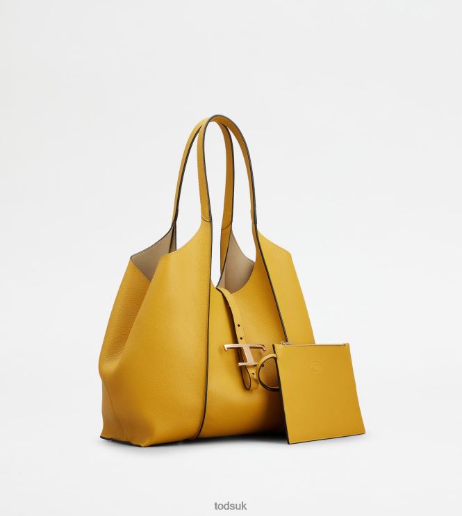 Tod's Women T Timeless Shopping Bag in Leather Small 602L84279 Yellow