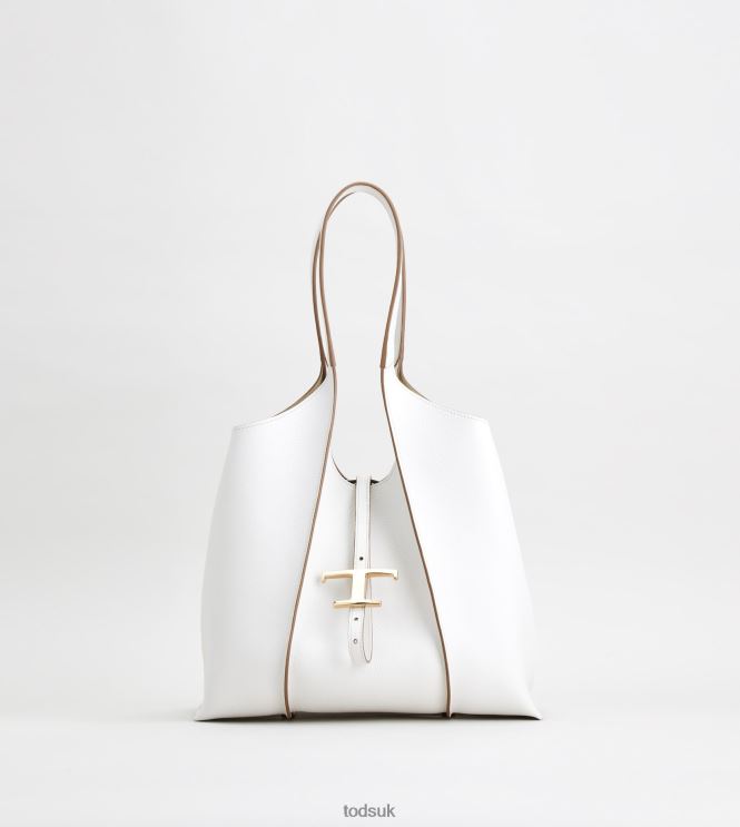 Tod's Women T Timeless Shopping Bag in Leather Small 602L84299 White