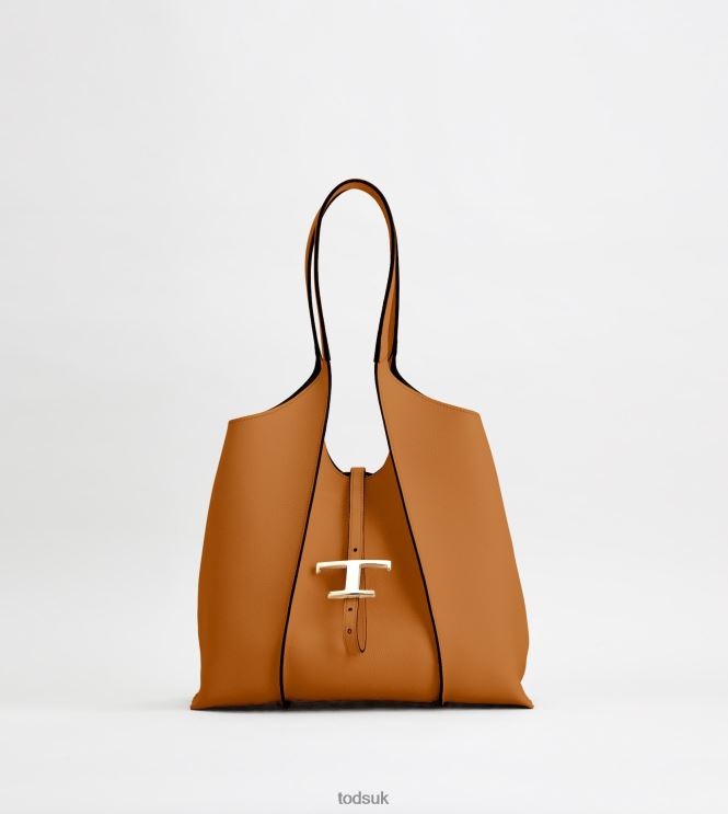 Tod's Women T Timeless Shopping Bag in Leather Small 602L84300 Brown