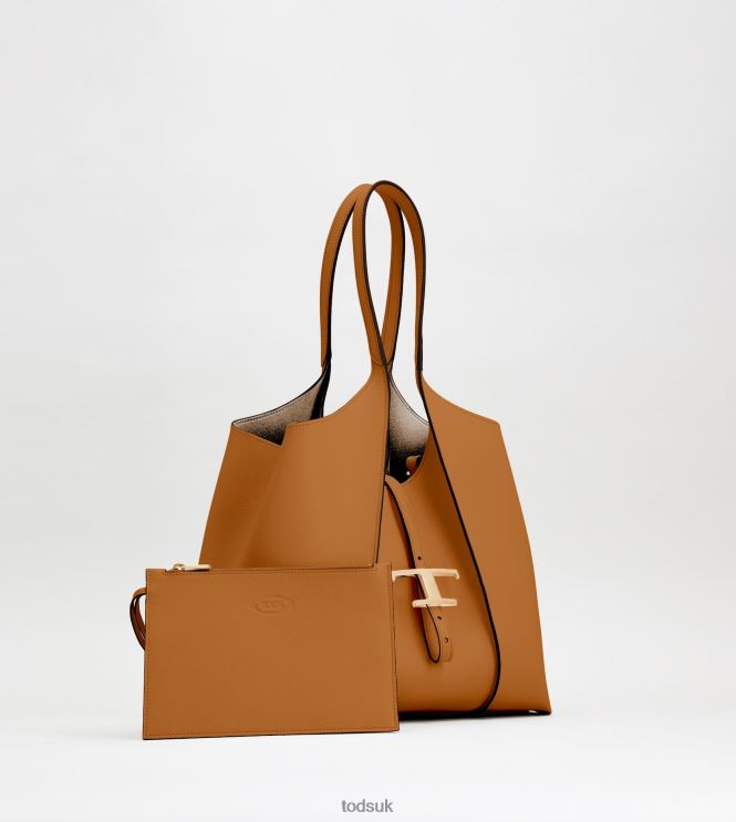 Tod's Women T Timeless Shopping Bag in Leather Small 602L84300 Brown