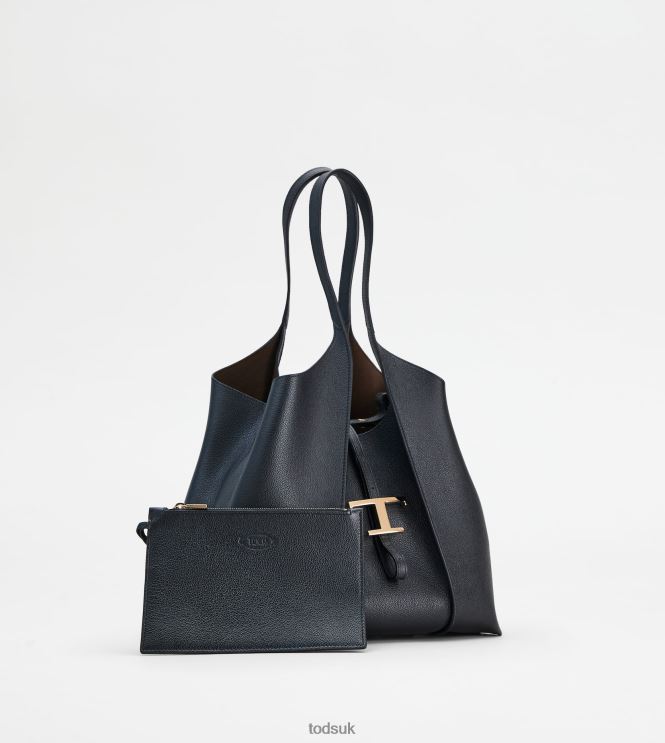 Tod's Women T Timeless Shopping Bag in Leather Small 602L84301 Black