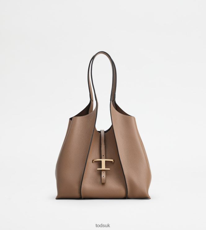 Tod's Women T Timeless Shopping Bag in Leather Small 602L84314 Brown