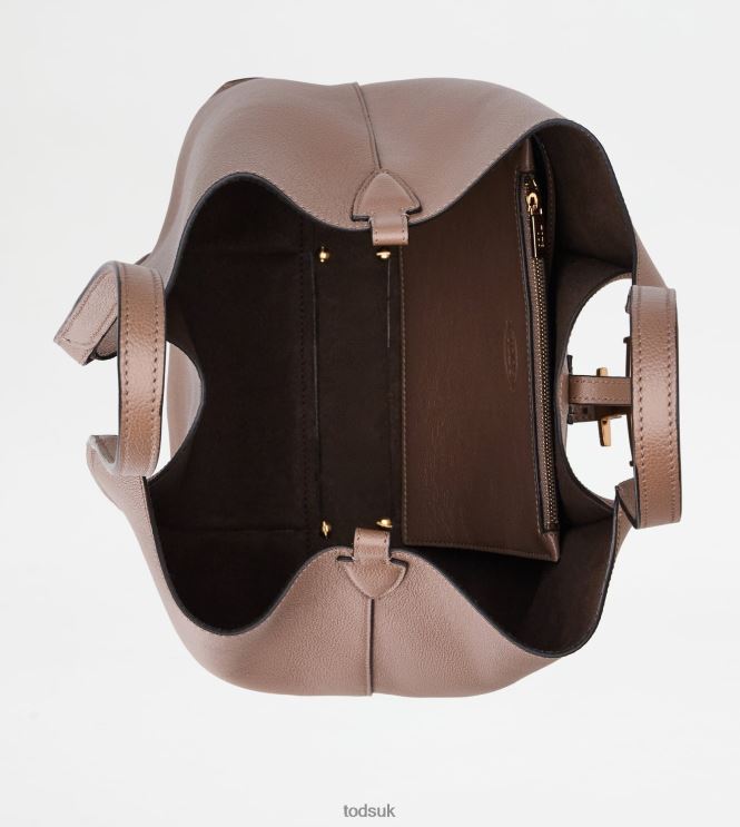 Tod's Women T Timeless Shopping Bag in Leather Small 602L84314 Brown