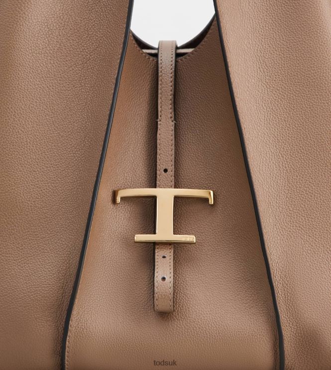 Tod's Women T Timeless Shopping Bag in Leather Small 602L84314 Brown