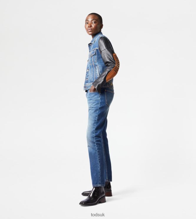 Tod's Women Biker in Denim and Leather 602L84610 Blue