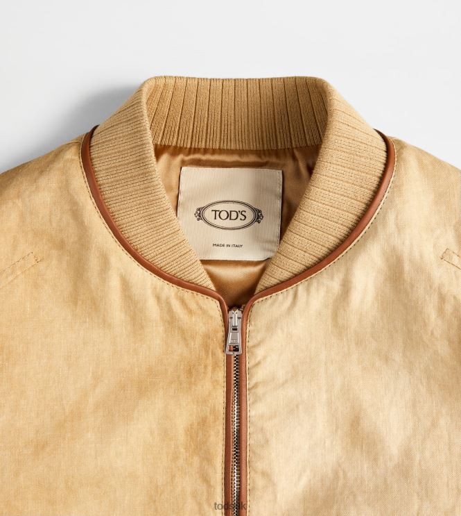 Tod's Women Bomber Jacket with Leather Inserts 602L84575 Brown