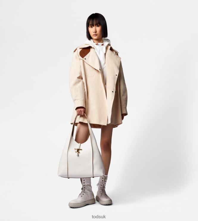 Tod's Women Jacket with Inserts in Leather 602L84600 Off White