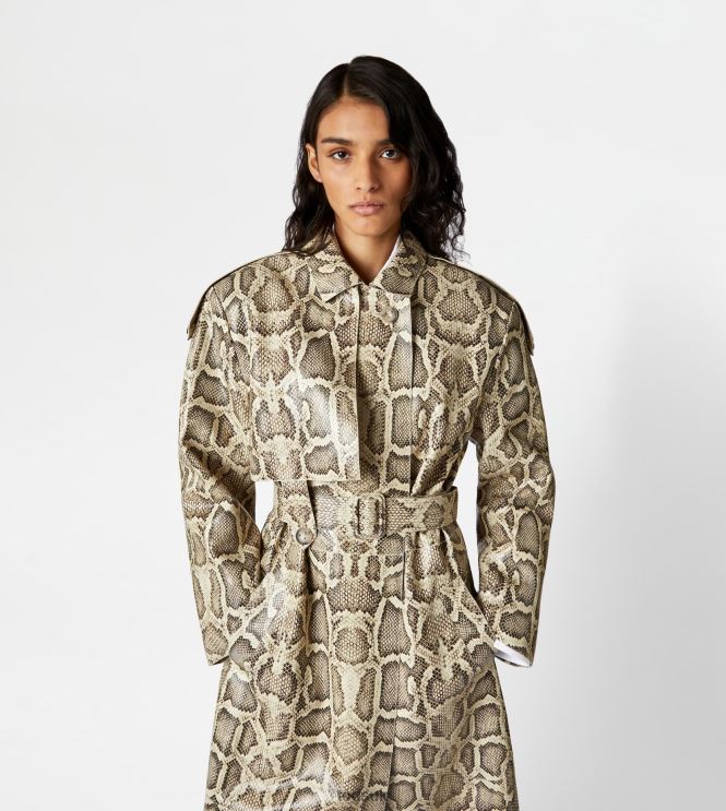 Tod's Women Over Trench Coat in Leather 602L84594 Beige/Black