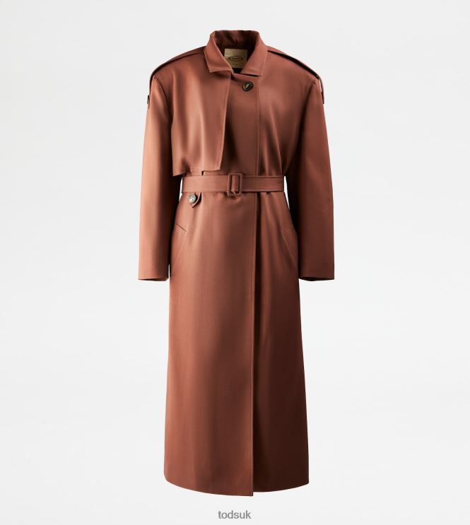 Tod's Women Oversize Trench Coat in Wool 602L84598 Brown