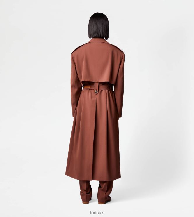 Tod's Women Oversize Trench Coat in Wool 602L84598 Brown