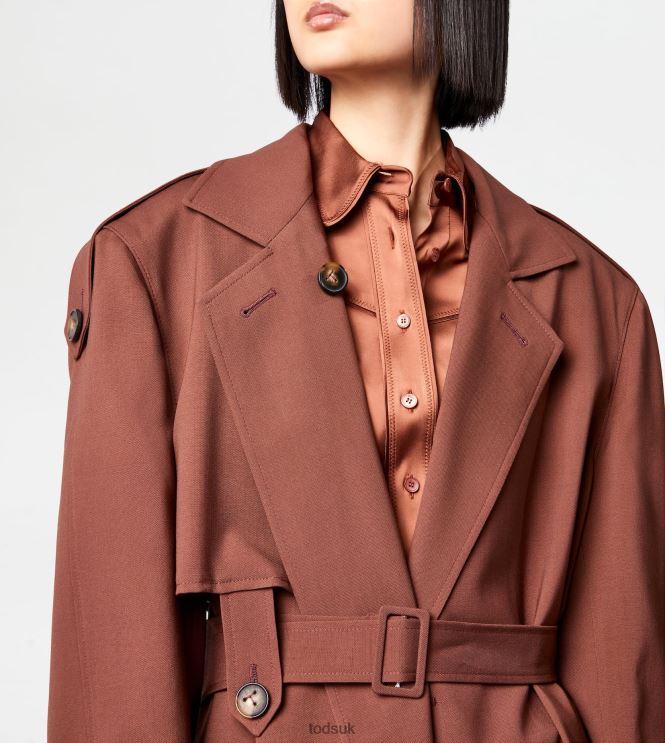 Tod's Women Oversize Trench Coat in Wool 602L84598 Brown