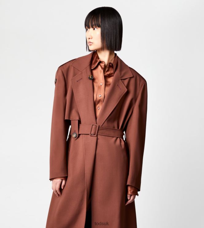 Tod's Women Oversize Trench Coat in Wool 602L84598 Brown