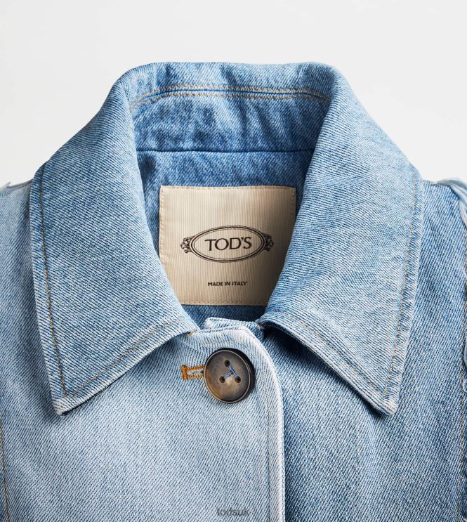 Tod's Women Trench Coat in Denim 602L84624 Blue/Light Blue