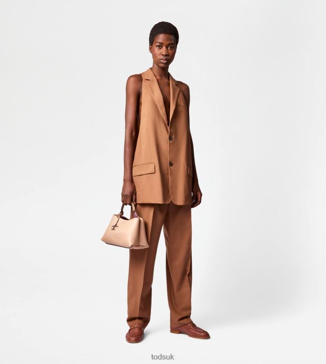 Tod's Women Gilet in Silk Blend Wool 602L84562 Brown