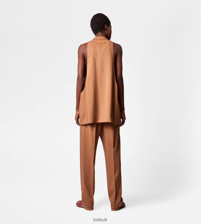 Tod's Women Gilet in Silk Blend Wool 602L84562 Brown