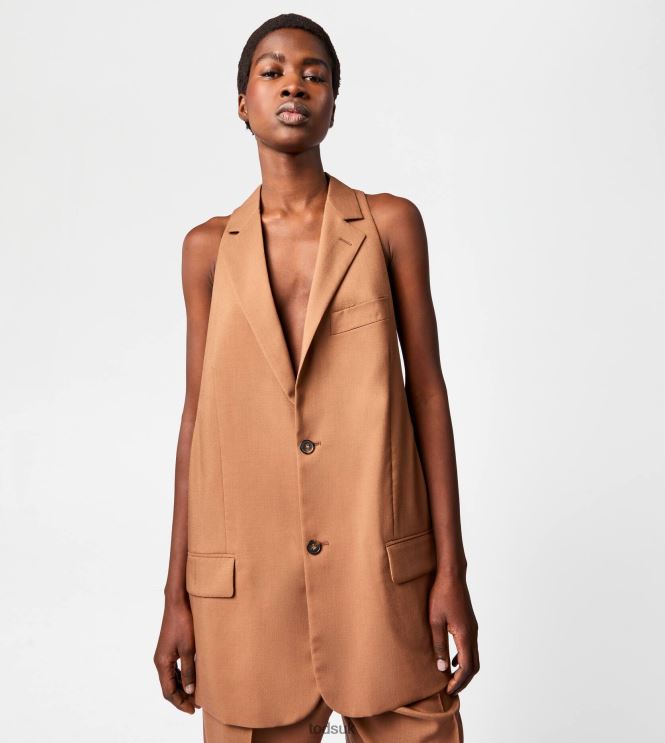 Tod's Women Gilet in Silk Blend Wool 602L84562 Brown