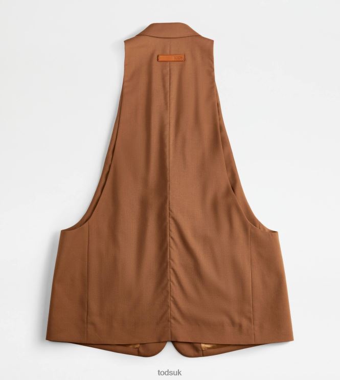 Tod's Women Gilet in Silk Blend Wool 602L84562 Brown