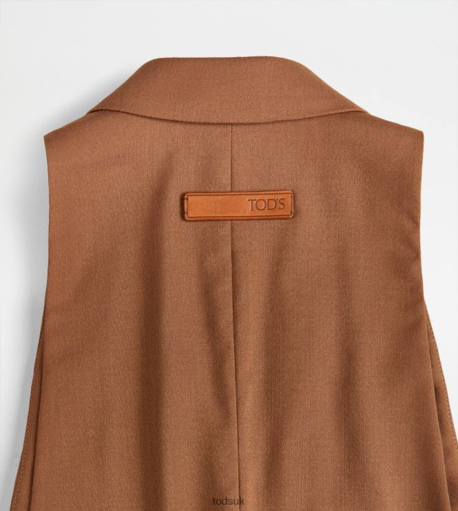 Tod's Women Gilet in Silk Blend Wool 602L84562 Brown