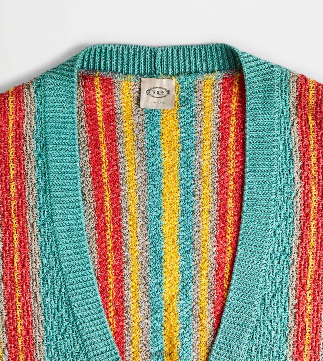 Tod's Women Linen Blend Cardigan 602L84555 Light Blue/Yellow/Orange