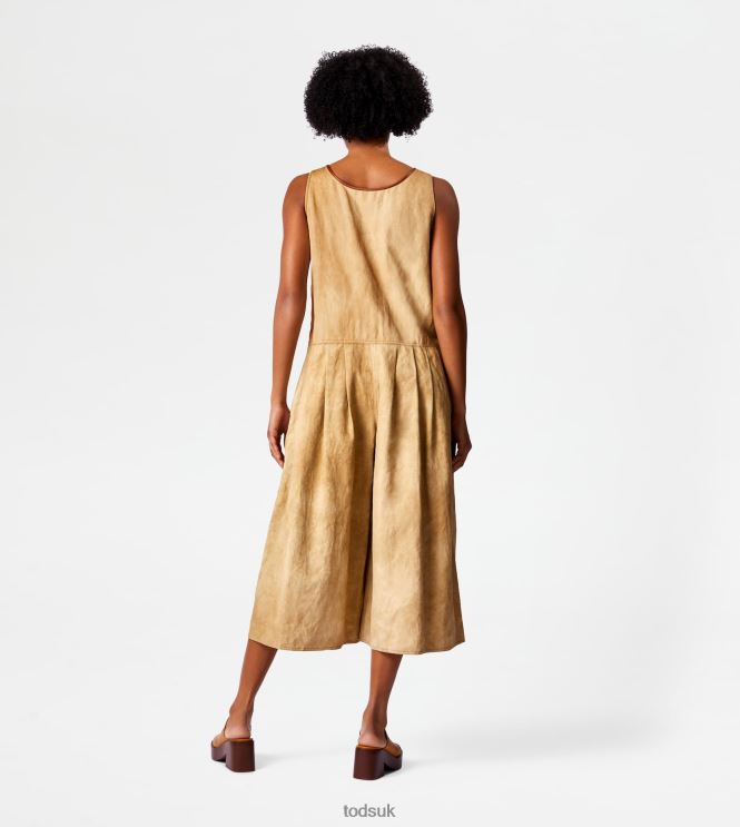 Tod's Women Linen Blend Short Jumpsuit 602L84574 Brown