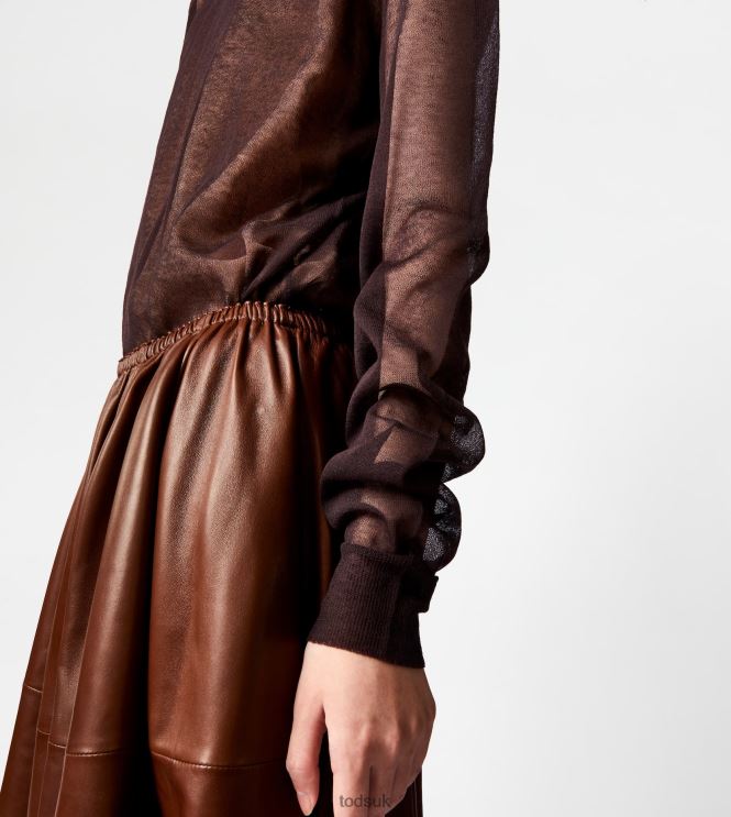 Tod's Women Semi-transparent Round Neck Jumper 602L84570 Brown