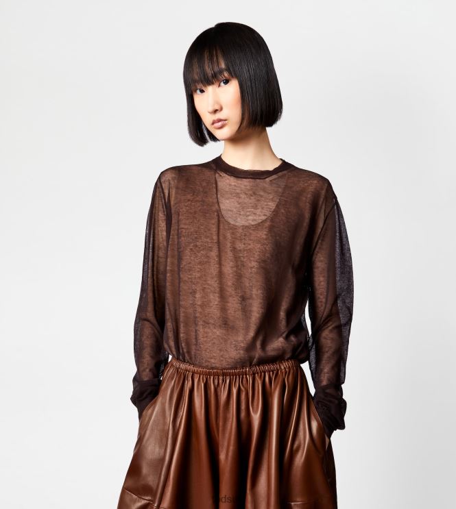 Tod's Women Semi-transparent Round Neck Jumper 602L84570 Brown
