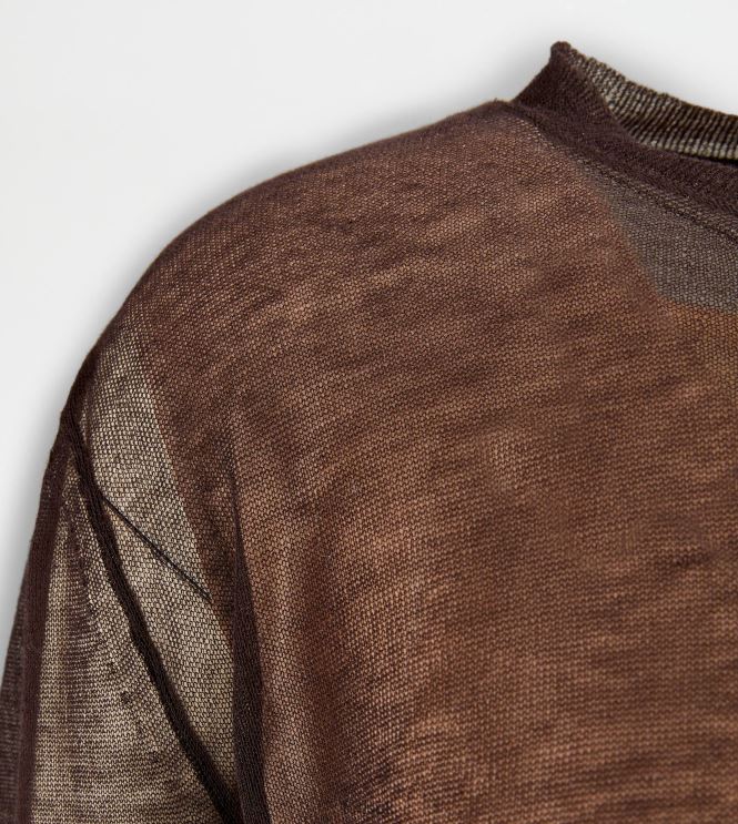 Tod's Women Semi-transparent Round Neck Jumper 602L84570 Brown