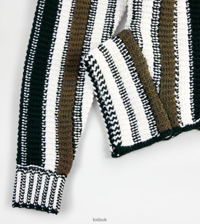 Tod's Women Striped Jumper in Wool 602L84589 White/Green/Yellow